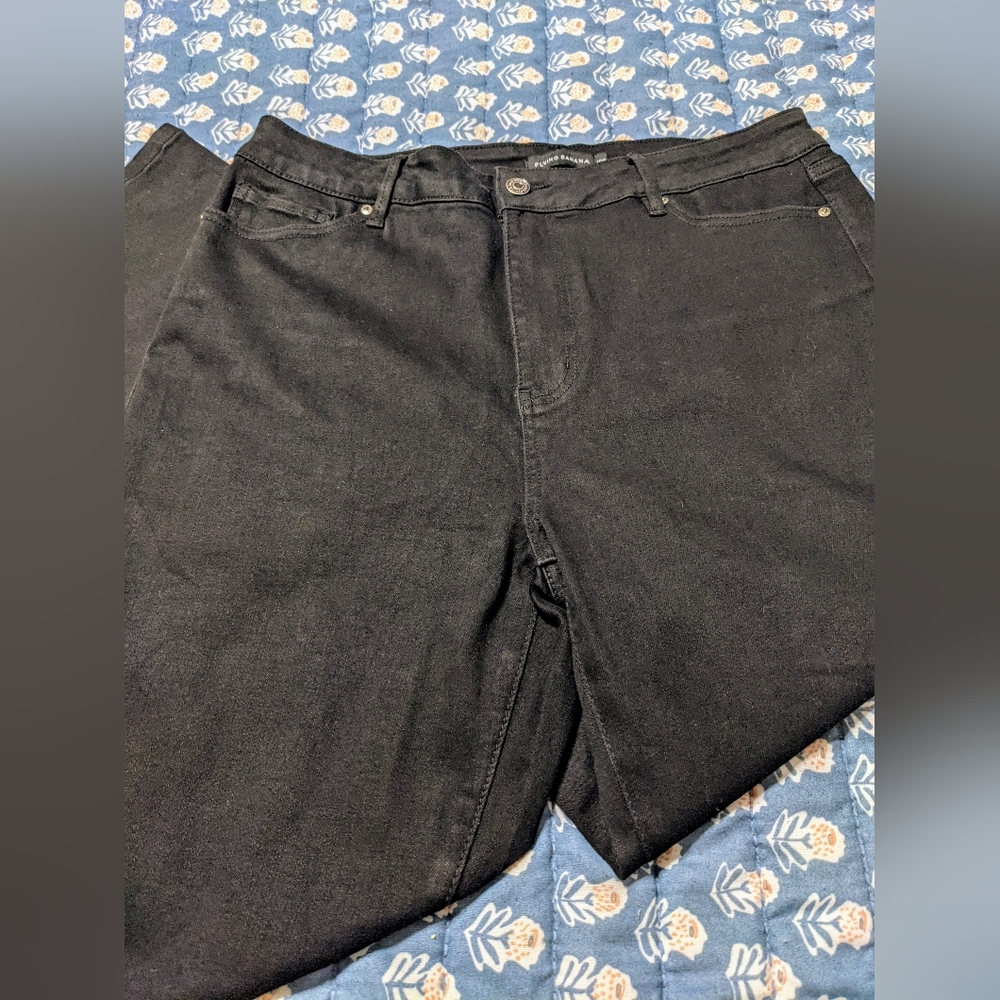 Flying Banana Black High Waist Bootcut Flare Stretch Jeans sz 16 Short - Picture 2 of 14